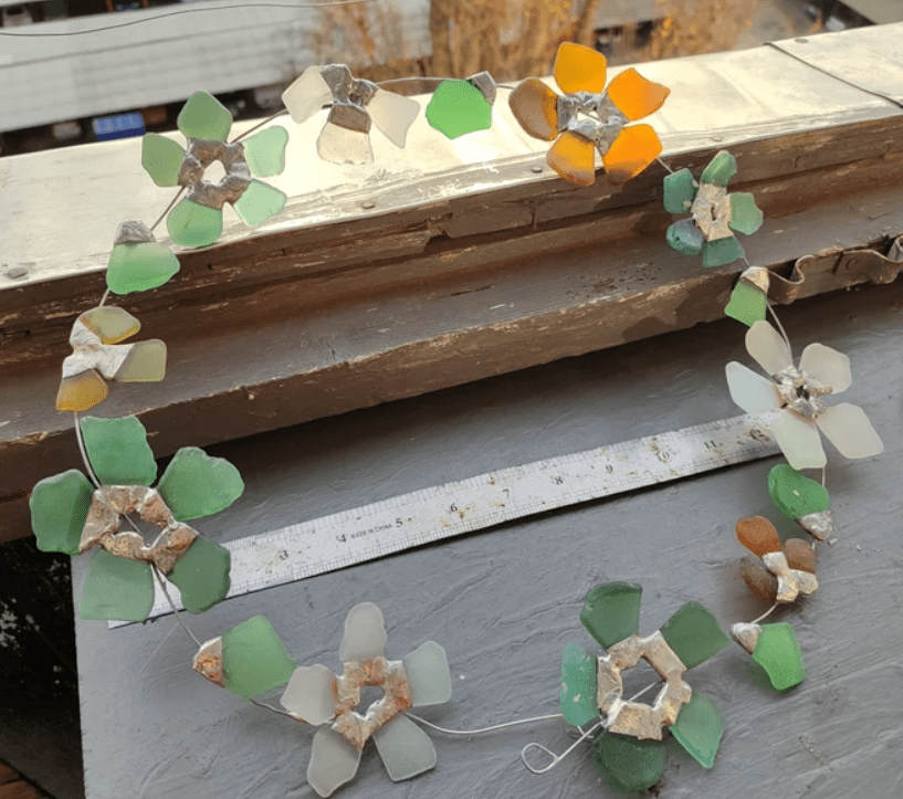 Sea glass flowers on wire, for wreath and frame making, 35 in, to order - Image 12