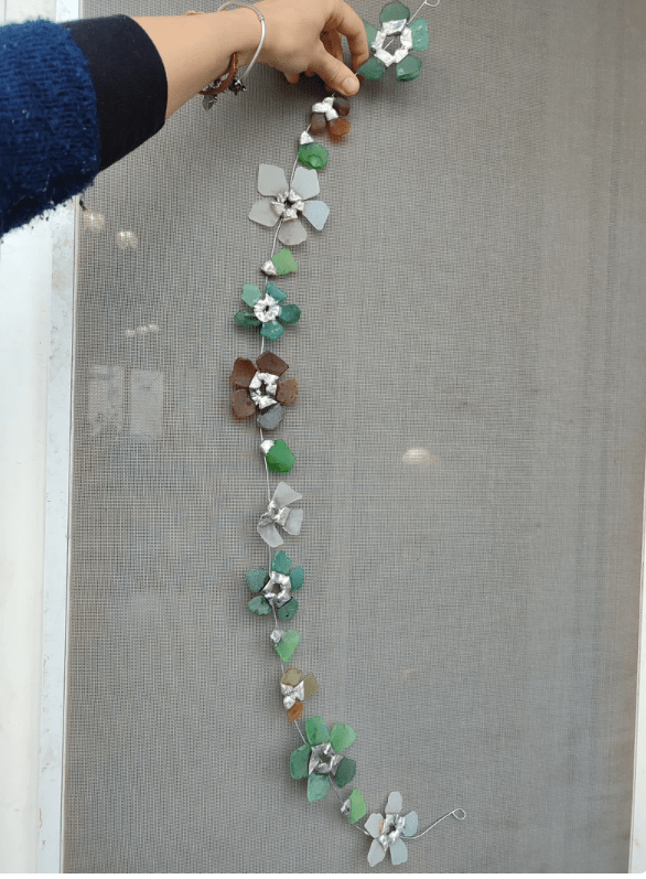 Sea glass flowers on wire, for wreath and frame making, 35 in, to order - Image 11