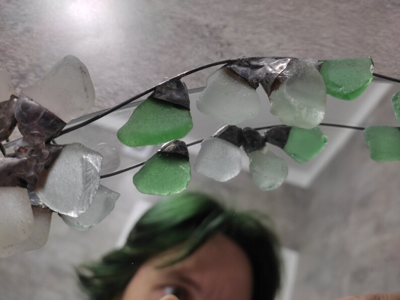 Sea glass flowers on wire, for wreath and frame making, 35 in, to order - Image 9
