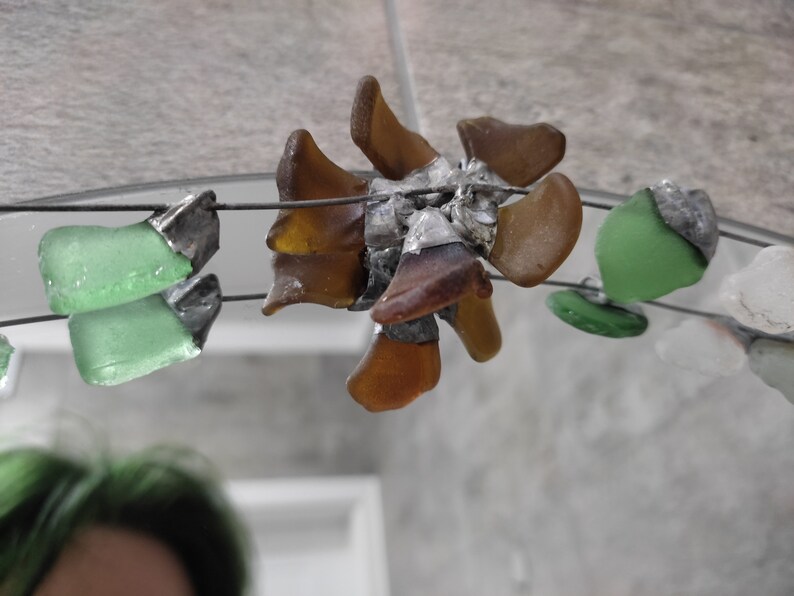 Sea glass flowers on wire, for wreath and frame making, 35 in, to order - Image 8