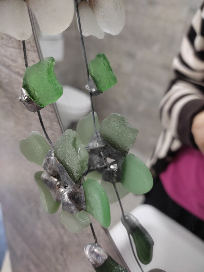 Sea glass flowers on wire, for wreath and frame making, 35 in, to order - Image 5