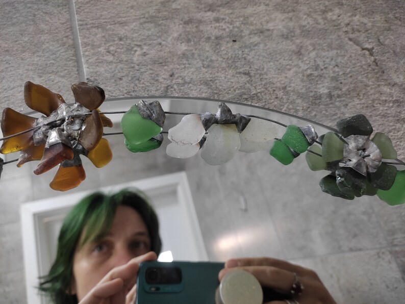 Sea glass flowers on wire, for wreath and frame making, 35 in, to order - Image 4