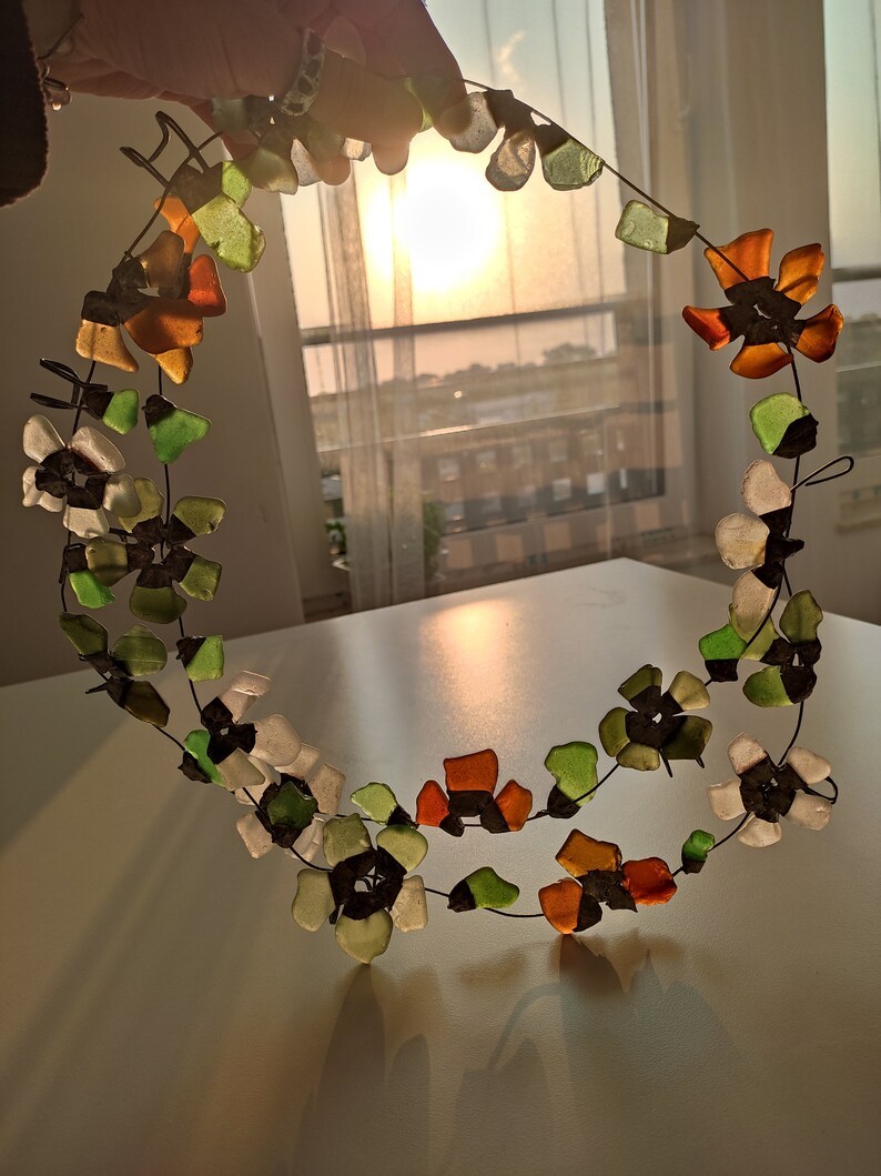 sea glass flowers on wire
