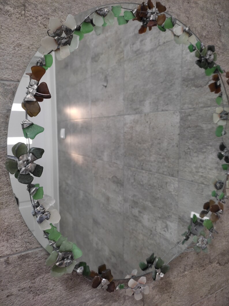 Sea glass flowers on wire, for wreath and frame making, 35 in, to order - Image 3