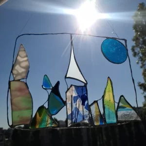 stained glass alien city