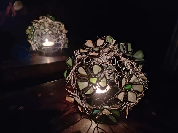 Sea glass flower ball candle holder - Image 6