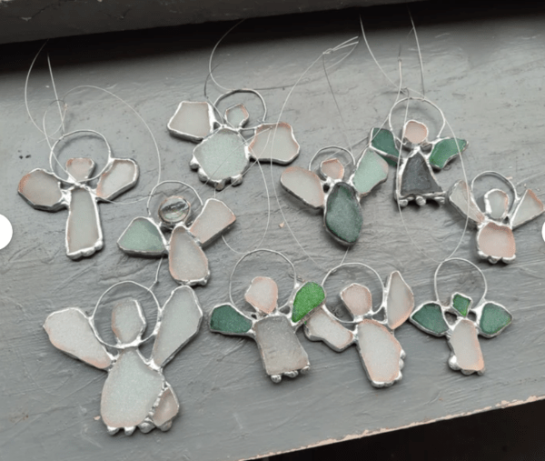 Random sea glass angel, stained glass ornament / suncatcher, cute unique decoration - Image 14