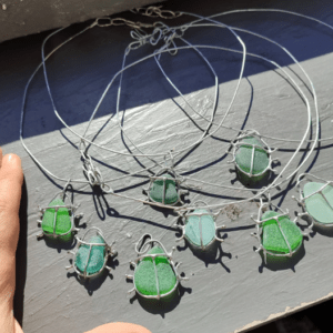 sea glass bug necklace