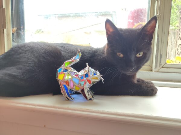 Stained glass cat colorful miniature night light TO ORDER, unique glass figurine home decor - Image 2