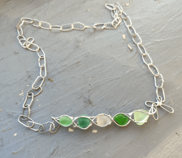 Seaglass necklace, two-way wearing unique statement upcycled jewelry, wearable art - Image 9