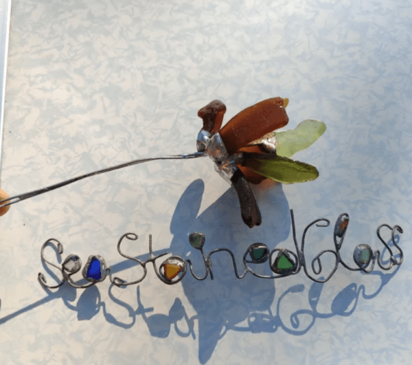 Sea stained glass flowers, unique artificial bouquet, sea glass flower art - Image 2