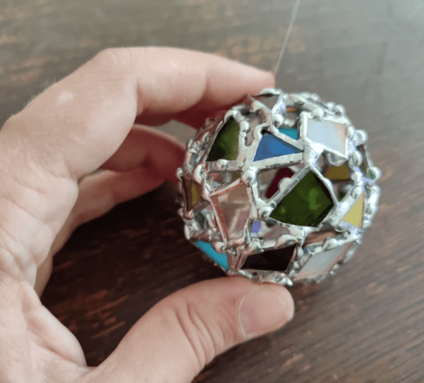 Stained glass openwork bauble, Christmas tree upcycled ornament - Image 8