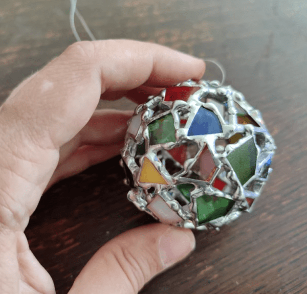 Stained glass openwork bauble, Christmas tree upcycled ornament - Image 6