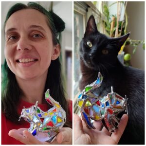 stained glass cat light