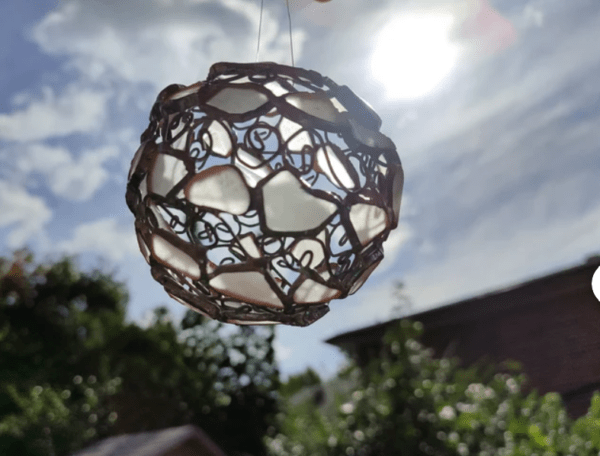 Sea glass big openwork bauble night light, Christmas tree upcycled ornament - Image 7