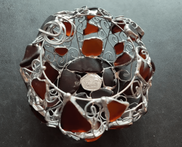 Sea glass pumpkin openwork candle holder, cute Halloween decor - Image 7