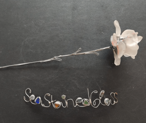 Sea glass white rose, heavy unique upcycled flowers - Image 4