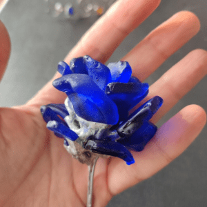 blue sea glass rose