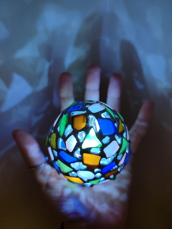 Sea stained glass easter egg night light, unique beach glass figurine, table suncatcher - Image 2