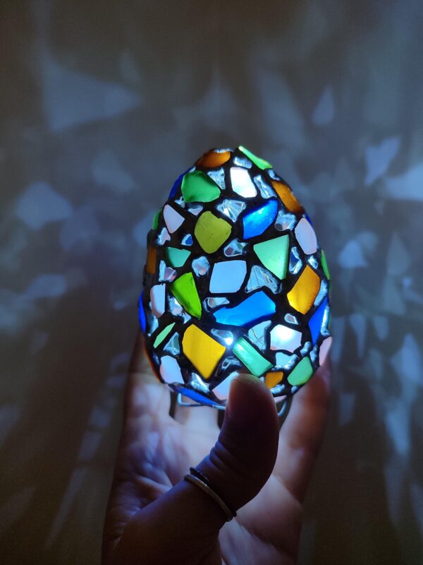 Sea stained glass easter egg night light, unique beach glass figurine, table suncatcher - Image 7