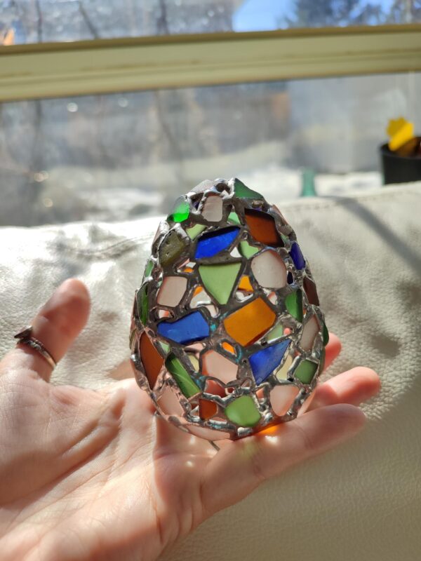 Sea stained glass easter egg night light, unique beach glass figurine, table suncatcher - Image 6