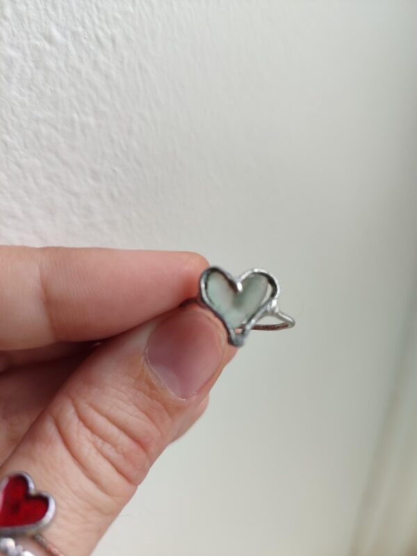 Sea glass aqua blue heart ring, unique art jewelry (about 7.5-8, 17-18 mm) - Image 5