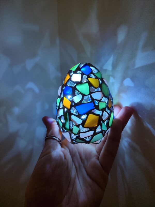 Sea stained glass easter egg night light, unique beach glass figurine, table suncatcher - Image 9