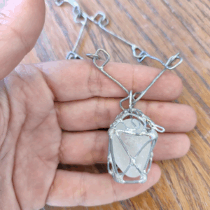 sea glass white lantern necklace