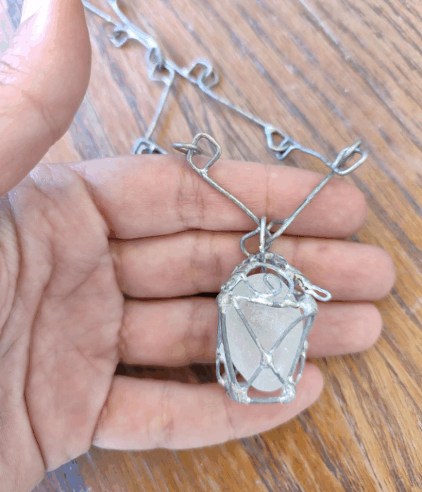 sea glass white lantern necklace