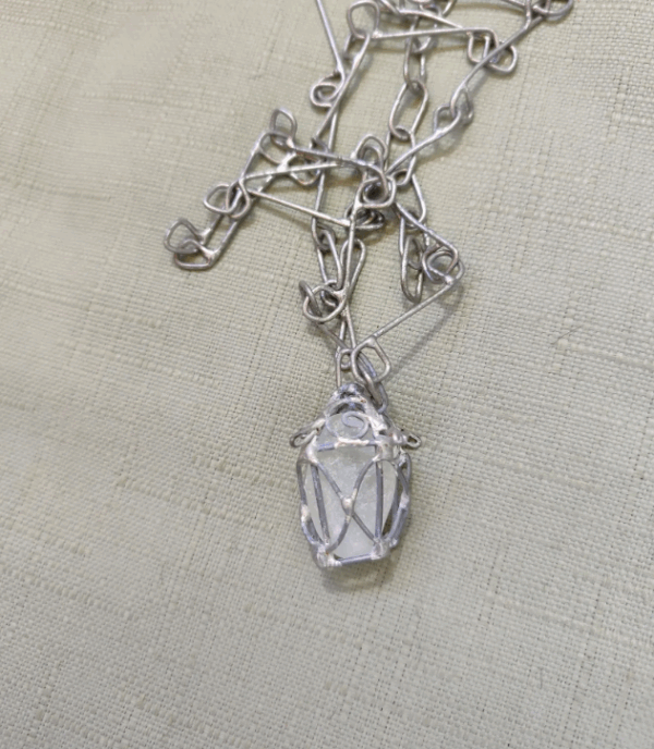 Sea glass white lantern 3D necklace, unique costume jewelry, statement art necklace - Image 6