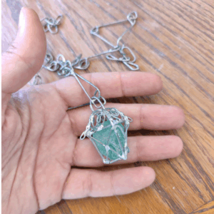 sea glass blue lantern necklace