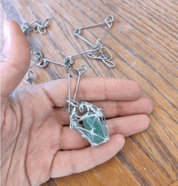 Sea glass white lantern 3D necklace, unique costume jewelry, statement art necklace - Image 5