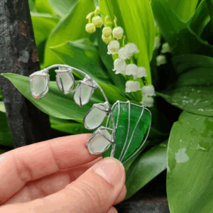 sea glass lily of the valley brooch