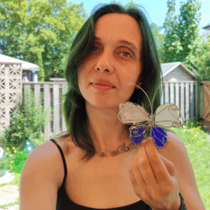 sea glass street art butterfly