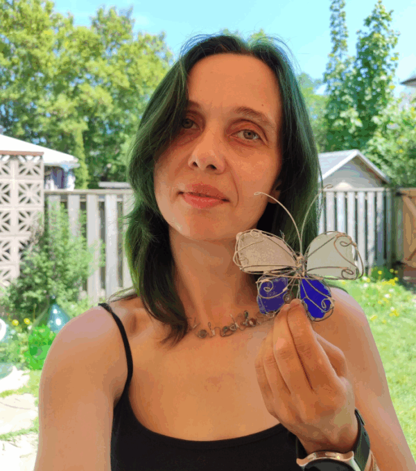 sea glass street art butterfly