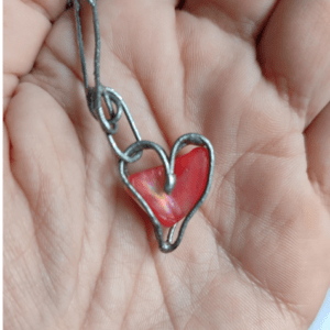 Pink sea glass heart bracelet or necklace, unique bijoux art jewelry pendant