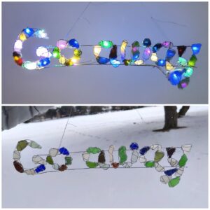 Go away sign, unique sea glass letters