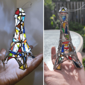 stained glass eiffel tower ornament