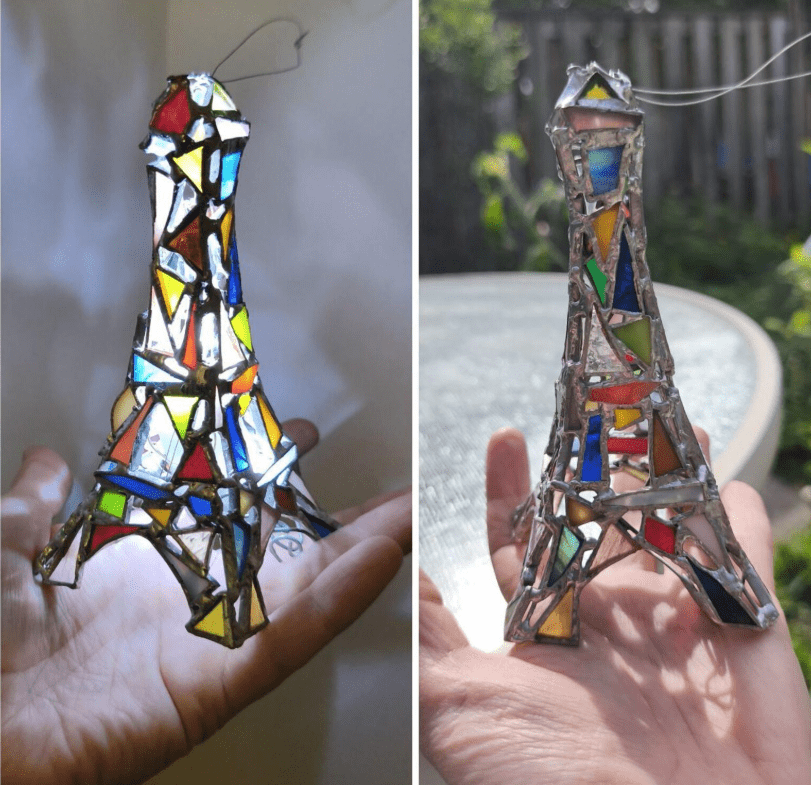 stained glass eiffel tower ornament