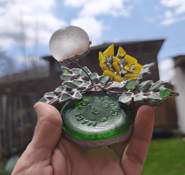 sea glass dandelion ring dish