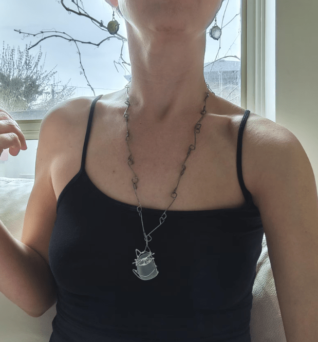 Sea glass cat jewelry, necklace, chunky statement art pendant - Image 6