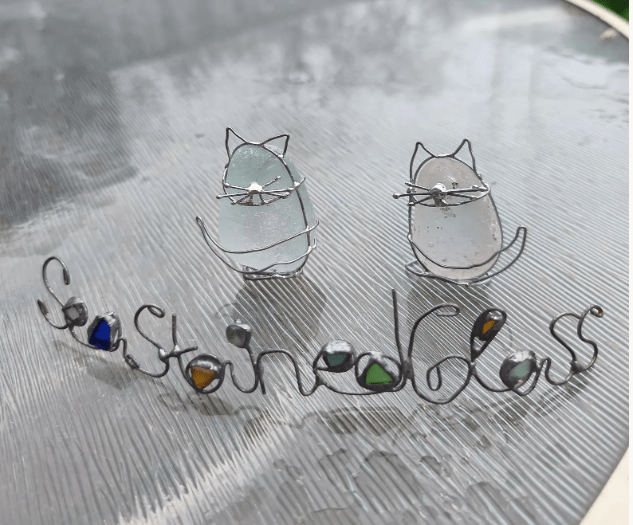 Sea glass cat miniature figurine TO ORDER, cute art home decor - Image 11