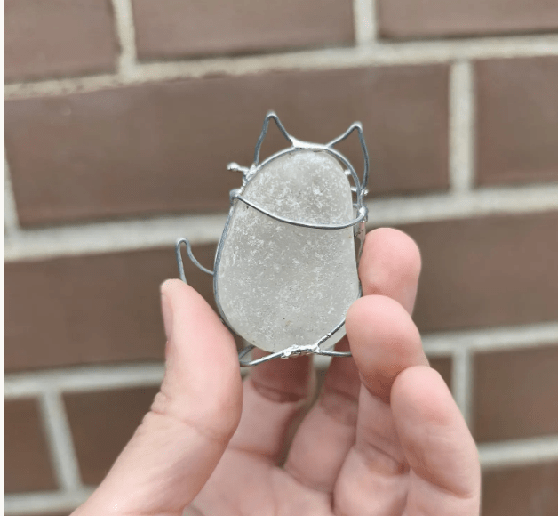 Sea glass cat miniature figurine TO ORDER, cute art home decor - Image 5
