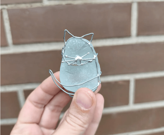 Sea glass cat miniature figurine TO ORDER, cute art home decor - Image 4