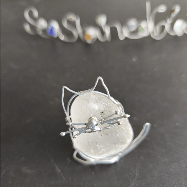 Sea glass cat miniature figurine TO ORDER, cute art home decor - Image 3