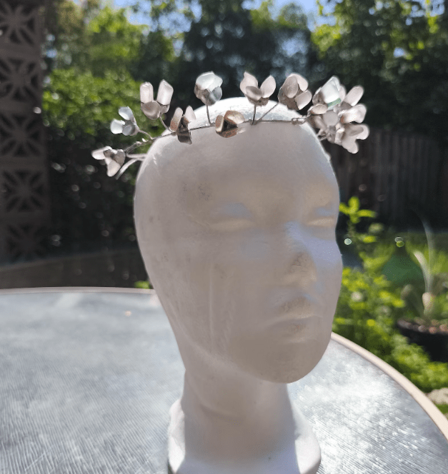 sea glass tiara wedding crown wreath