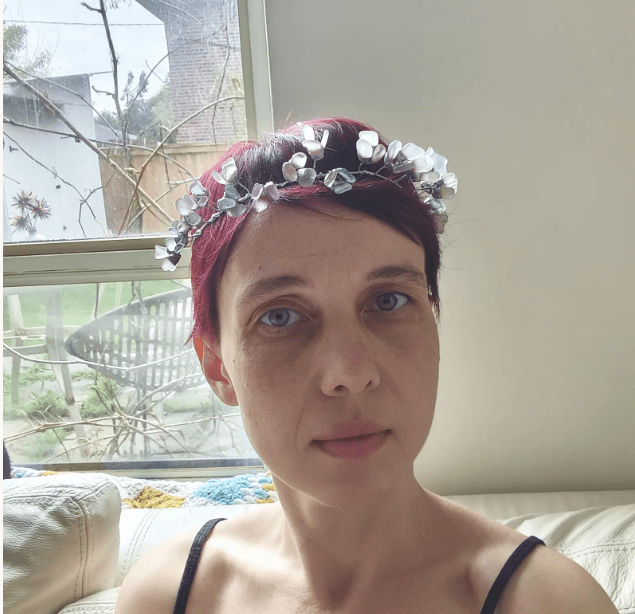 Sea glass tiara or necklace, flowery crown, wreath wedding headpiece, aqua lilac white beach glass - Image 10