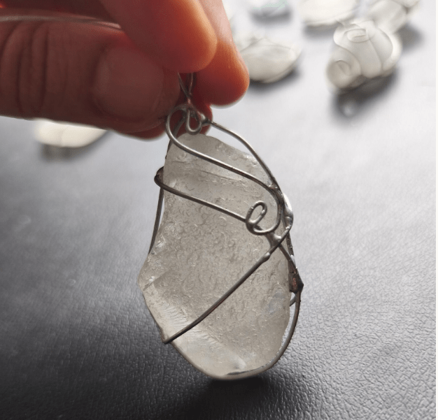 White sea glass ornaments, set of 10 Christmas tree baubles, suncatchers - Image 13