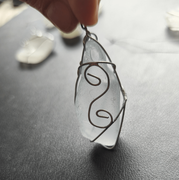 White sea glass ornaments, set of 10 Christmas tree baubles, suncatchers - Image 12