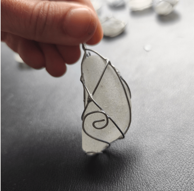 White sea glass ornaments, set of 10 Christmas tree baubles, suncatchers - Image 7